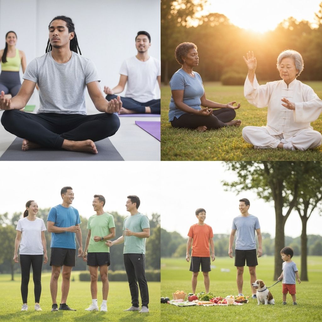 Diverse individuals engaged in everyday activities representing community and wellness